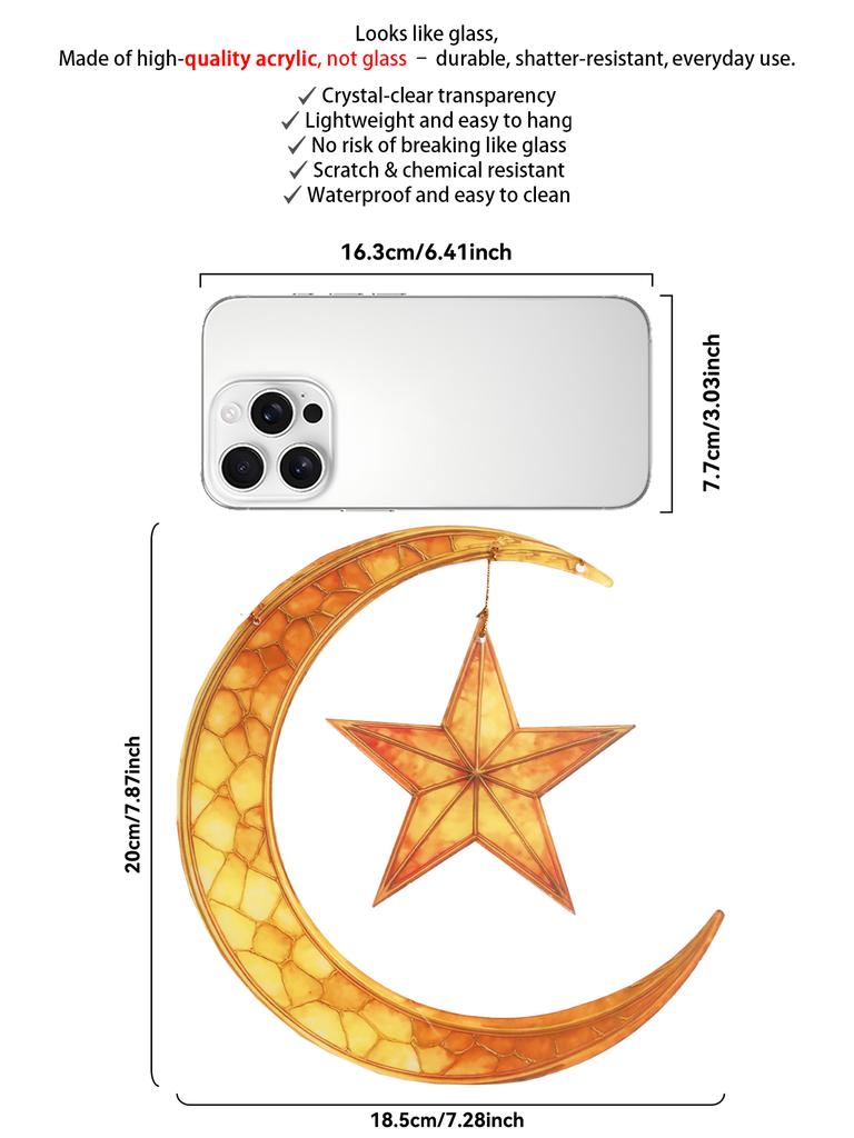 Islamische Mond Stern Laterne Hängedekor - Acryl Eid Mubarak Ornament für Ramadan Kareem Muslimisches Fest Heim Fenster Wanddeko