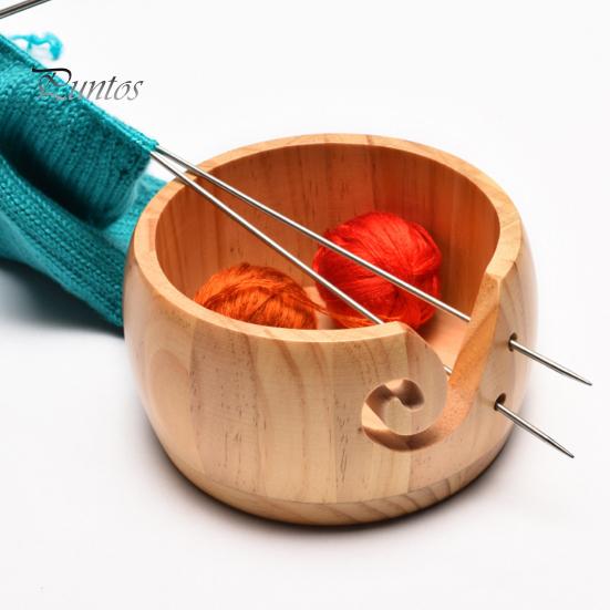 Bol de fire personalizat pentru croșetat Suport de croșetat personalizat din lemn de tricotat cu capac Organizator de depozitare multifuncțional pentru artizanat Cadouri realizate manual pentru