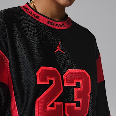 Jordan Vestidos de Manga Corta Brooklyn para Mujer Negro/Rojo Universitario Cre