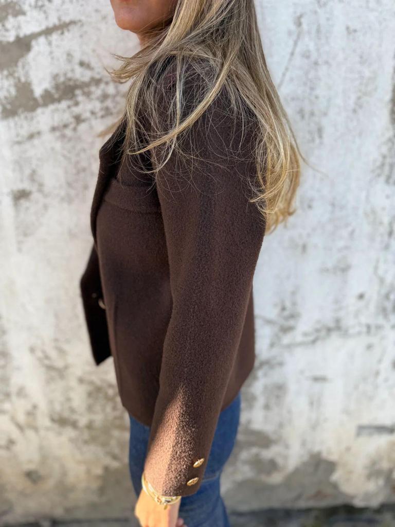Women's Casual Wool Blend Button-Down Tops - 2025 Autumn/Winter European and American Style