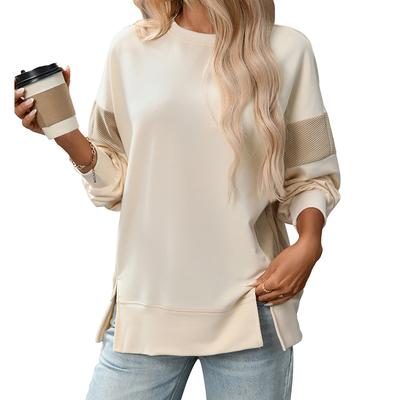 New Round-neck, Color-blocked, Versatile, Casual and Loose Sweatshirt for Autumn and Winter Women's Wear