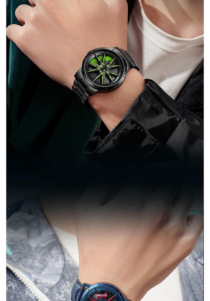 Sanda Men's Trendy Waterproof Quartz Watch with Cool Wheel Design