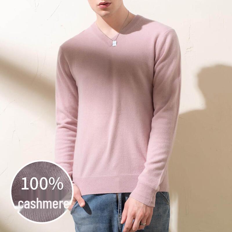 Sinuofu De Men's Spring 100% Cashmere V-Neck Sweater