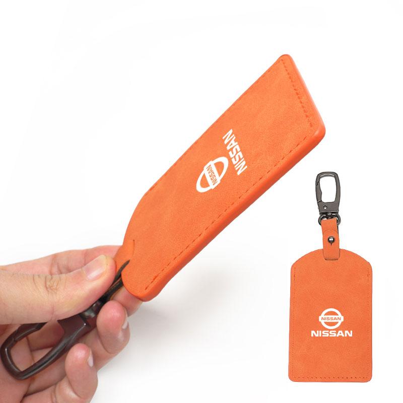 Car Key Holder Leather Flip Card Holder Decoration Accessory For Nissan Juke Leaf Qashqai Patrol PatAhfinder X-Trail Nismo Murano