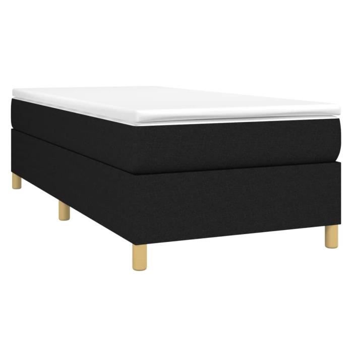 3144492 vidaXL Lit à sommier tapissier avec matelas Noir 90x200 cm Tissu