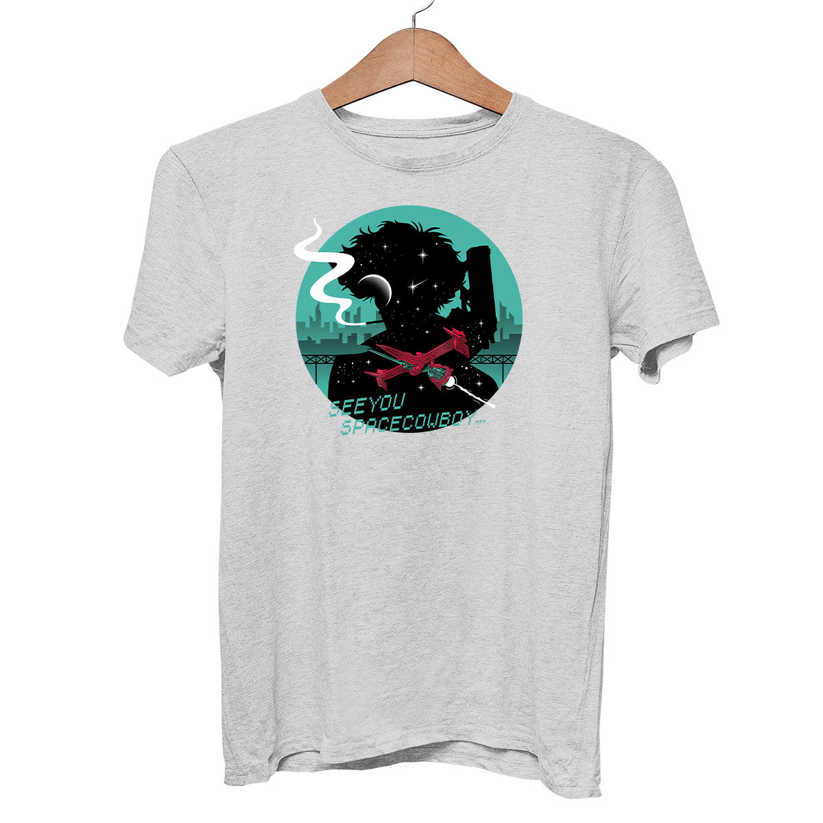 Cowboy Bebop Spike Spiegel See You Space Cowboy Japanese Anime Manga Adult Unisex Tee S серый