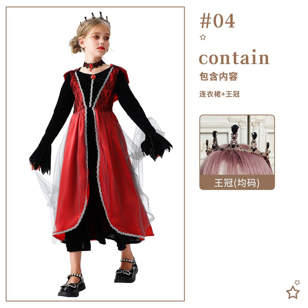 Halloween Children's Costumes Witch Dress Witch Dress Stage Costumes Vampire Demon Robe Medieval