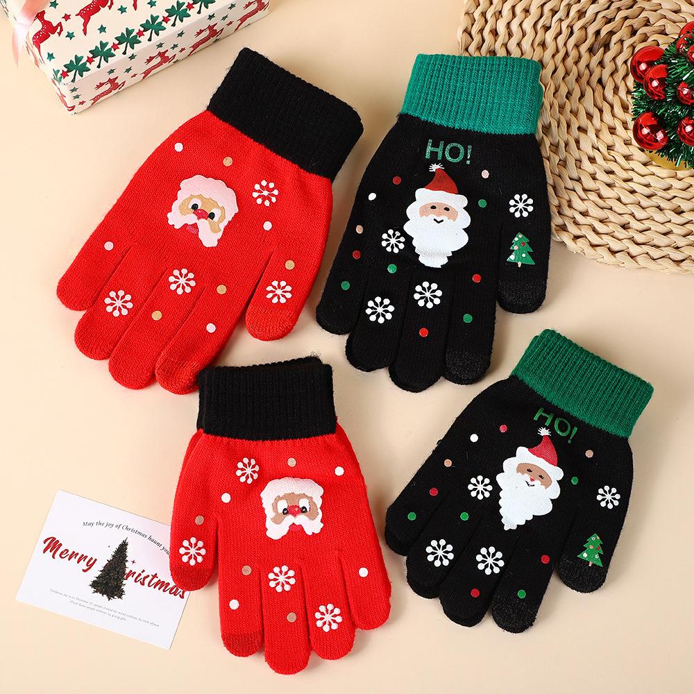 Premium Knitted Christmas Gloves Santa Snowflake Design Touchscreen Compatible Warm Winter Adult Kids Sizes Festive Gift