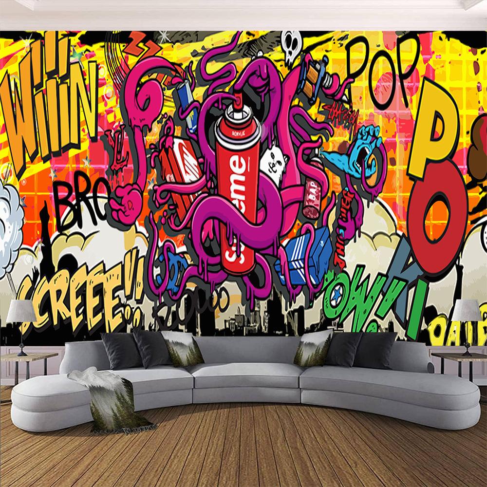 3d Large Cartoon Graffiti Mural Creative Graffiti Wall Mural Bedroom Living Room Wall Paper Home Decor