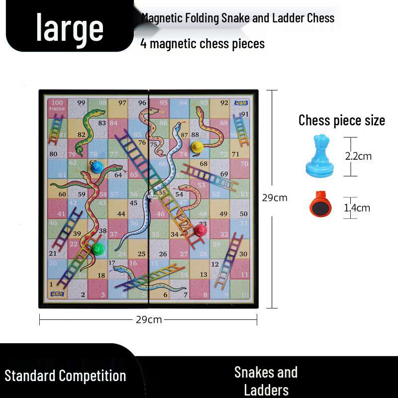 Magnetic Foldable Checkers & Snakes and Ladders Game Set