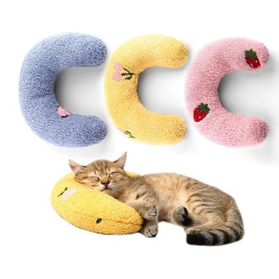 Pequeno Travesseiro para Gatos Moda Protetor de Pescoço Sono Profundo Filhote de Cachorro em Forma de U Travesseiro Gatinho Apoio de Cabeça para Gatos Brinquedo Macio Calmante Interno