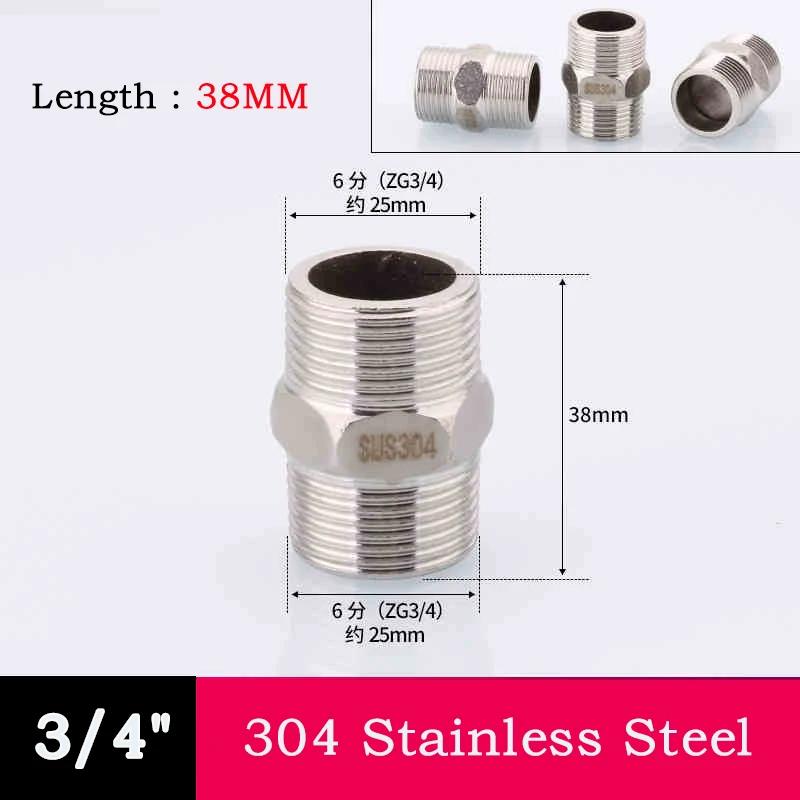 10pc 304 Stainless Steel Hexagonal Outer Wire Double Headed Straight Through Coupling Threaded Pipe Male Thread Hex Nipple Union