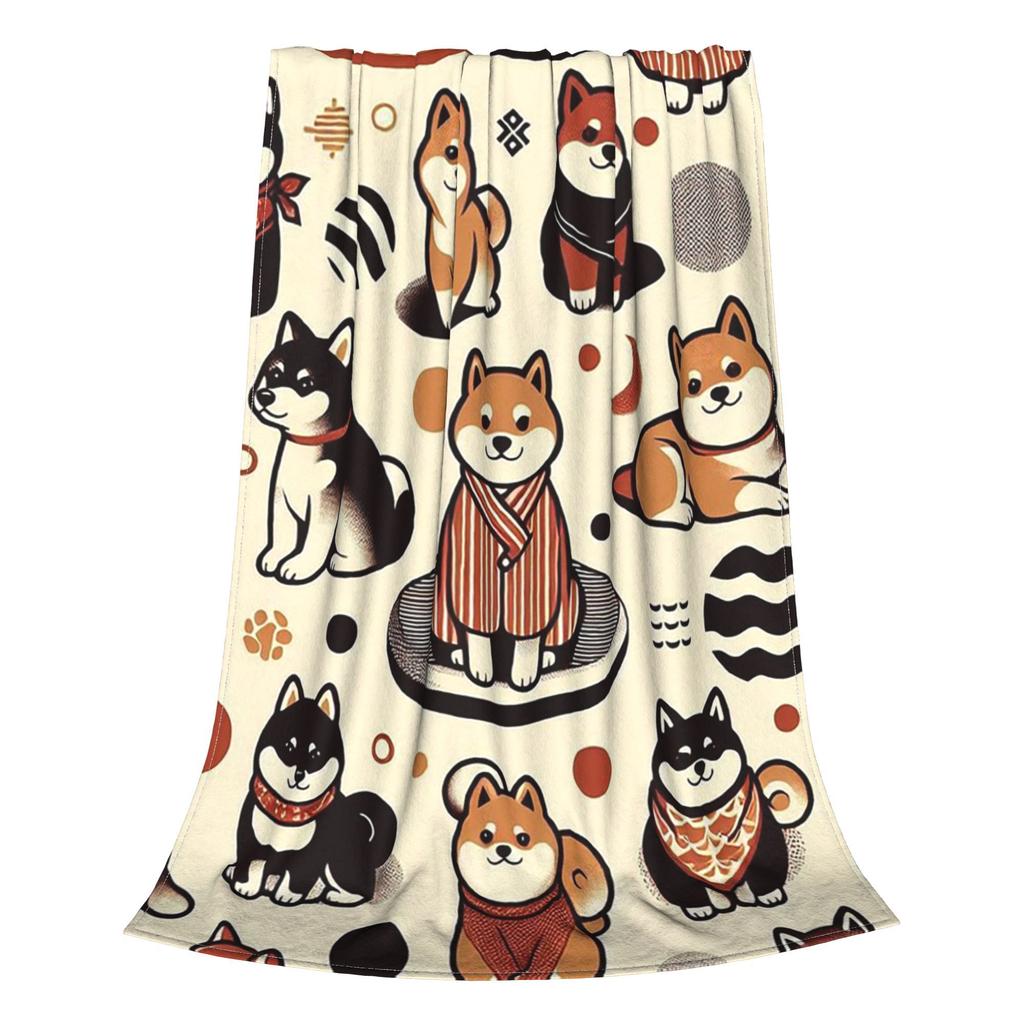 Minimalist Shiba Inu Design Lovely Cute Dogs Blanket Portable Flannel Sofa Throw Blanket for Home Bedroom Throws Bedspread Quilt