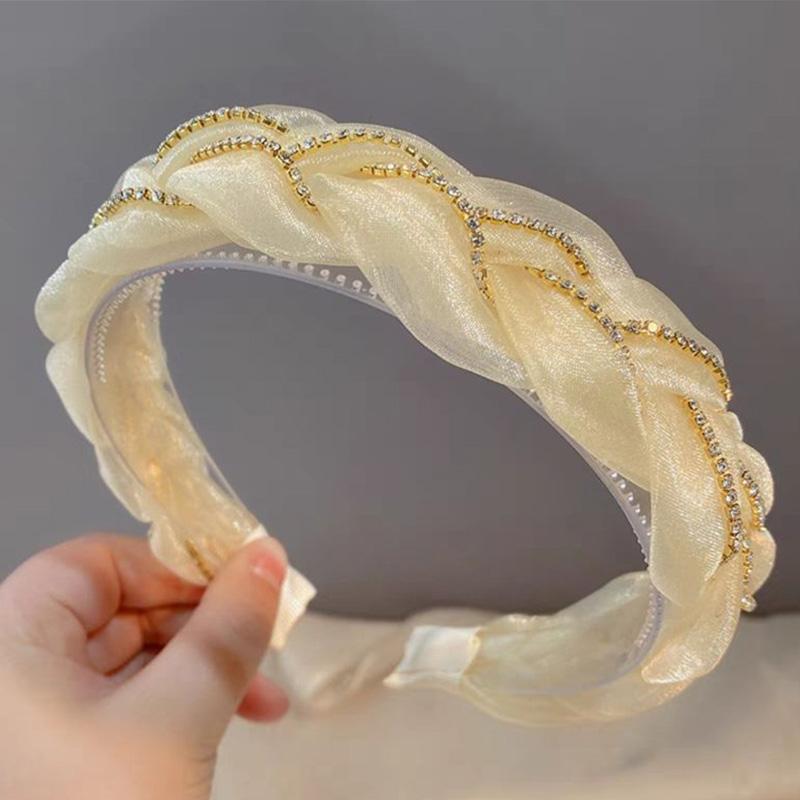 Organza braided headband claw chain diamond twist hairband fashion women's hair accessories