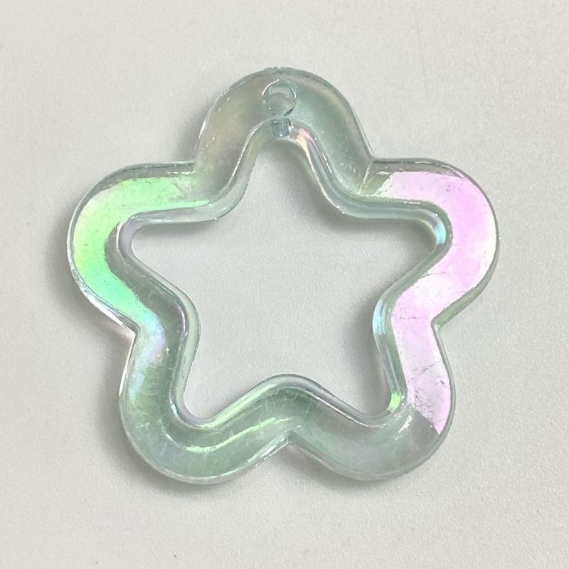 5Pieces 31mm Small Star Shape Pendant with Hole Crystal Star Loose Beads for Jewelry Making DIY Crfat Muitcolor Beads