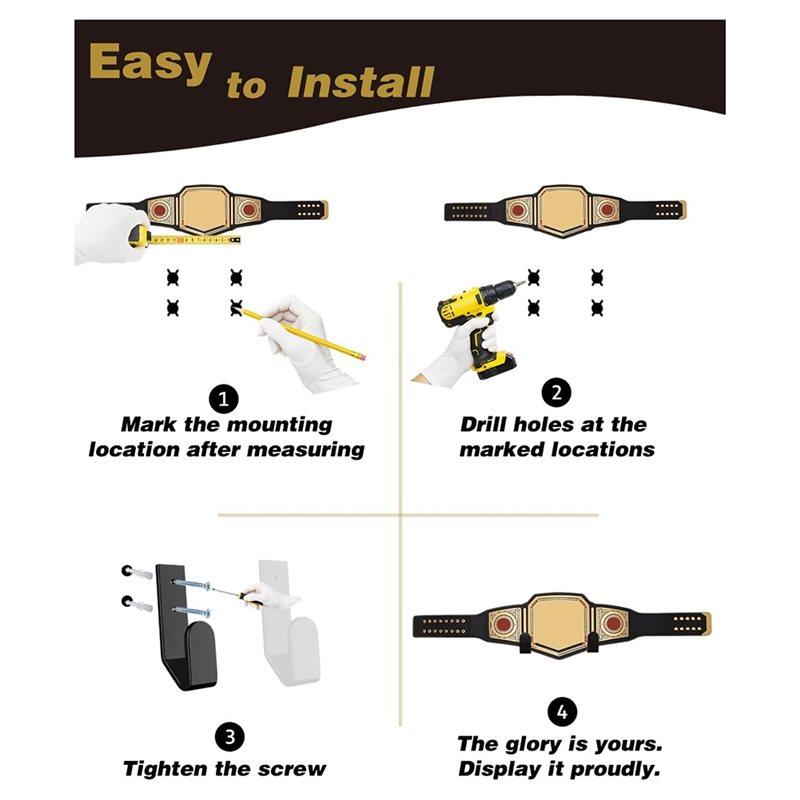 AT19-Acrylic Stand For Wrestling Championship Belt Wall Mount Display Holder(4 Pcs), For Boxing& Wrestling Fan Accessories
