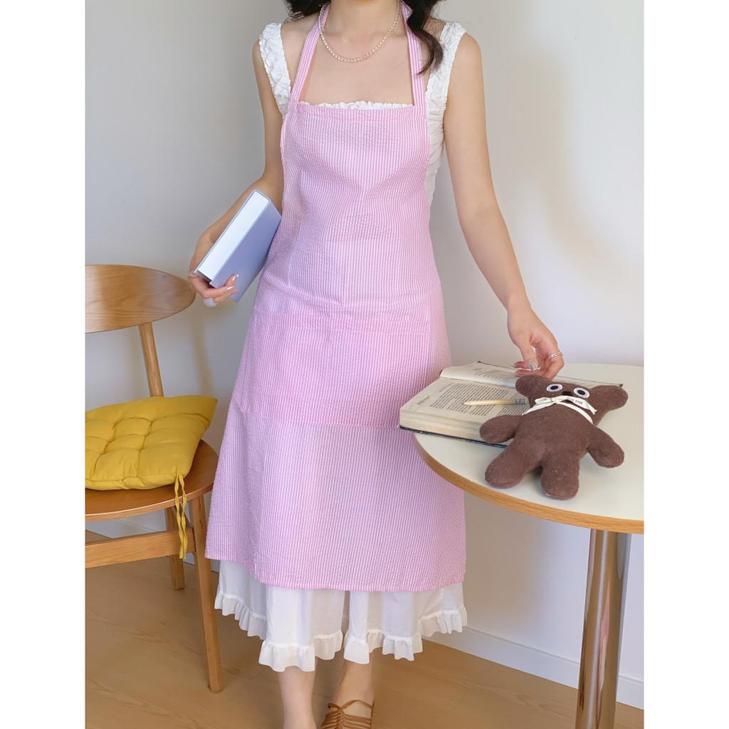 Cotton Sleeveless Apron Waterproof With Embroidery For Home Cooking And Casual Wear
