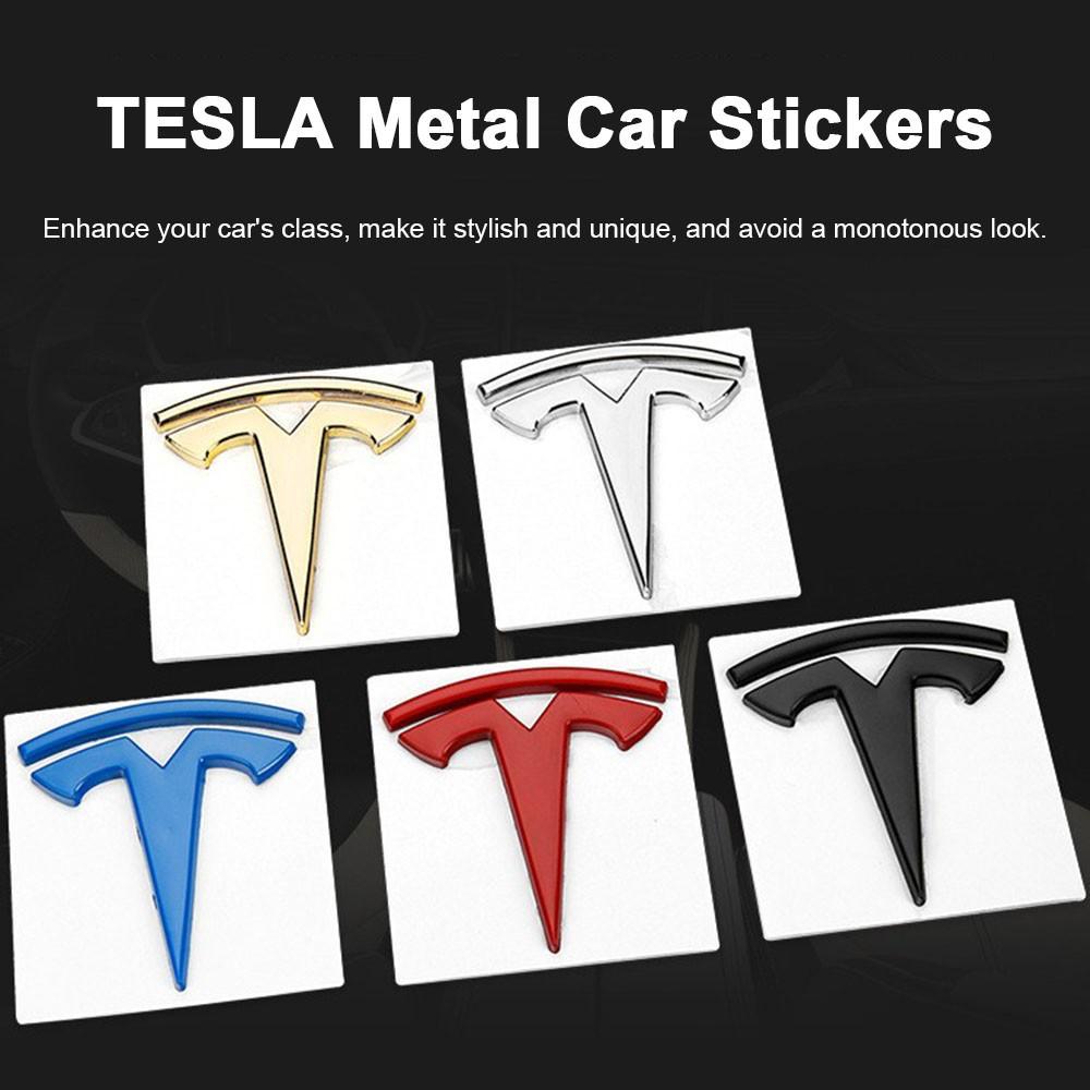 Adesivo Logo a T Tesla in Metallo 3D Parafango Laterale Carrozzeria Bagagliaio Emblema Decalcomania Accessori Decorativi Auto per Tutti i Modelli Tesla