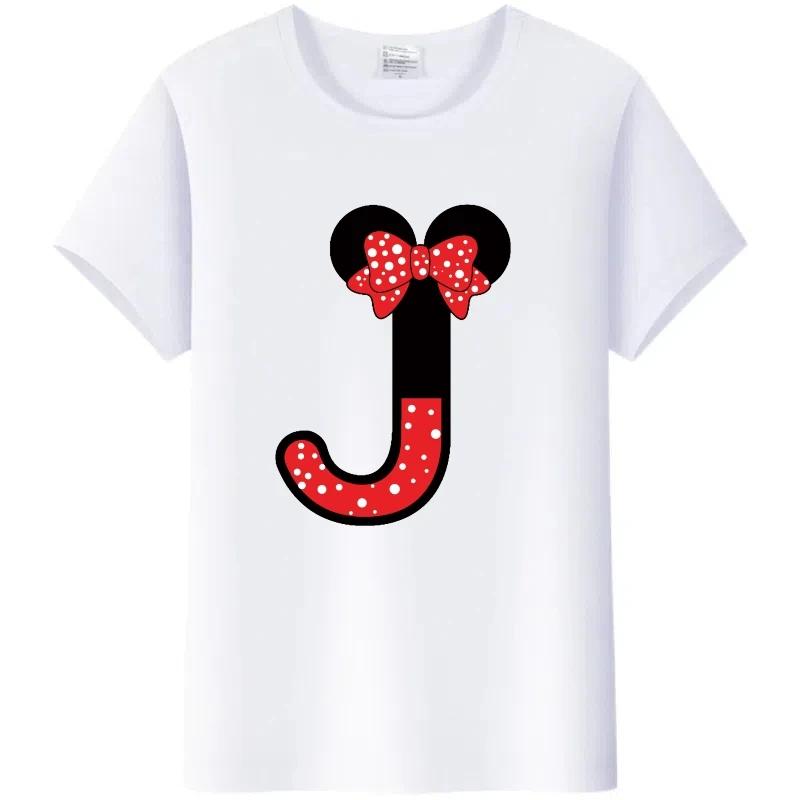 Fashion Blouses Letters Cartoon Mickey Mouse Minnie Printed Family T-Shirts Tshirt Harajuku 90S Top Gift Unisex
