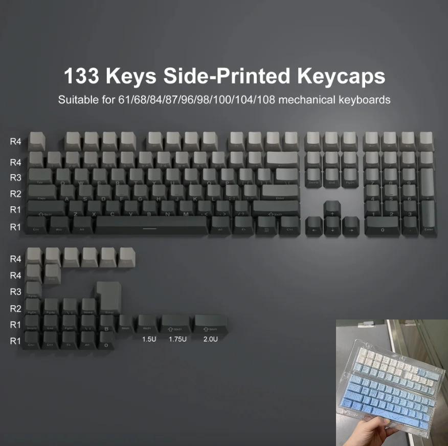 Xiaomi 2026 Keycap for 60/64/84/98/108 Gaming Mechanical Keyboard MX Switch 135 Keys OEM PBT Side Engraved Red and Black Gradient Color