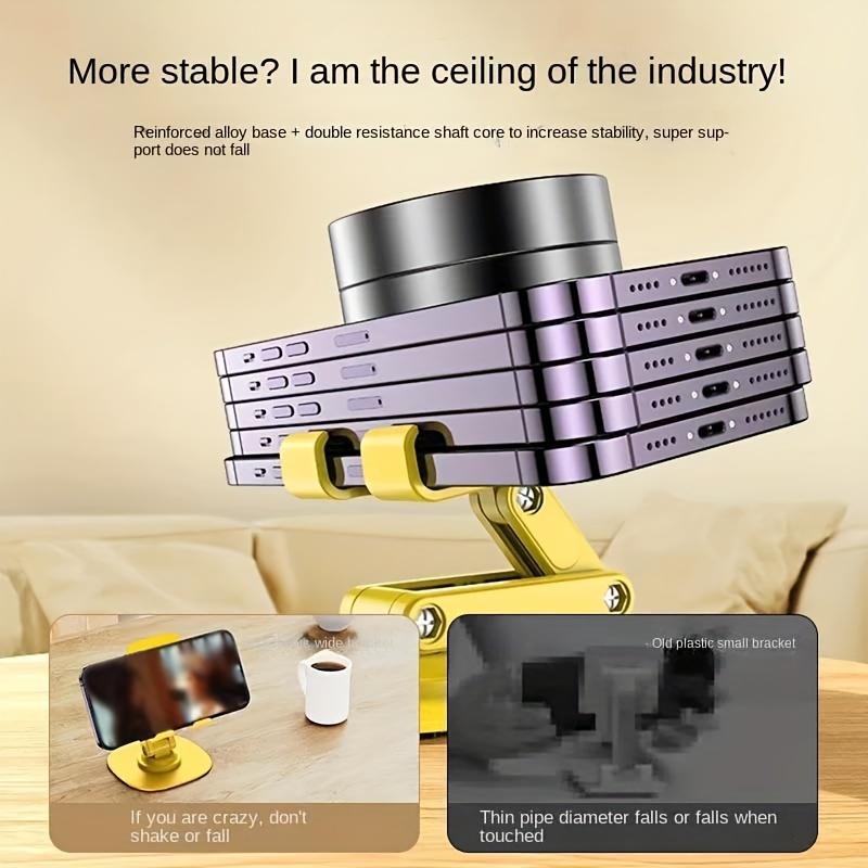 Universal Biax Metal Base 360 Degrees Rotating Height Adjustable Telescopic Desktop Mobile Phone Holder Fully Collapsible Stands