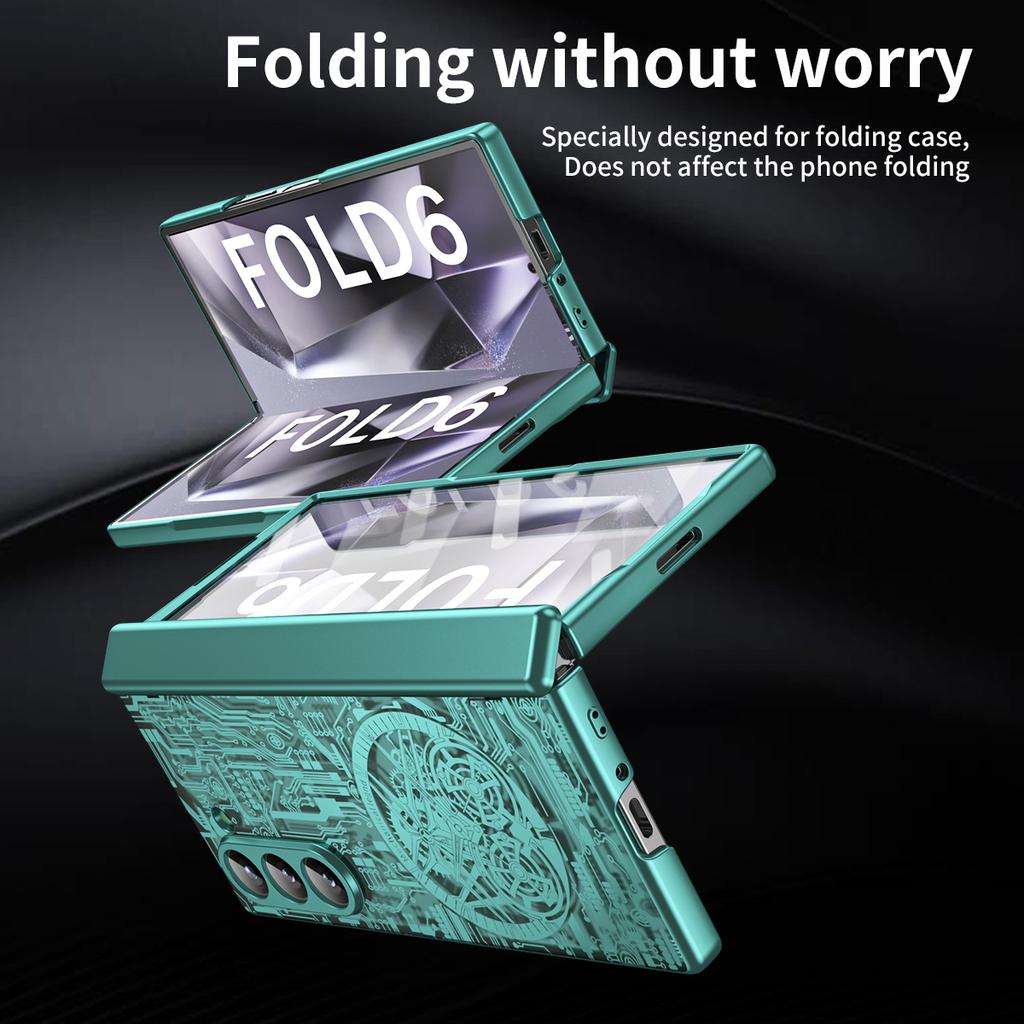 Mechanical Legend Series For Samsung Galaxy Z Fold6 5G Case Electroplated PC Phone Cover with Screen Film