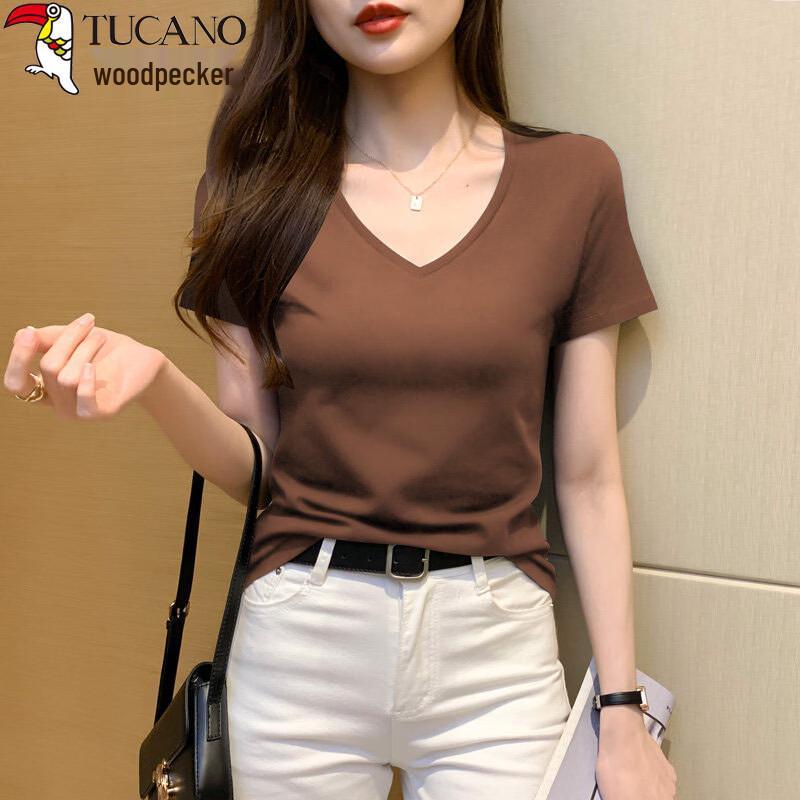 Woodpecker Women s V-Neck Slimming Short Sleeve T-Shirt 2XL