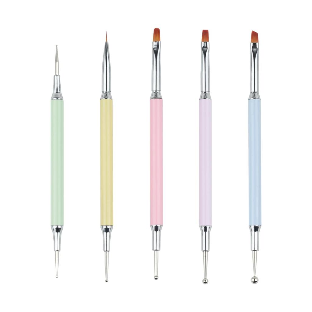 Nail Brush Set Gel Nail Brush Includes Fine Liner Flat French Dotting Gel Nail Art (5 Pieces) Set, Brush, Brush, Round/Oval Brush, Brush, Pen, Brush,