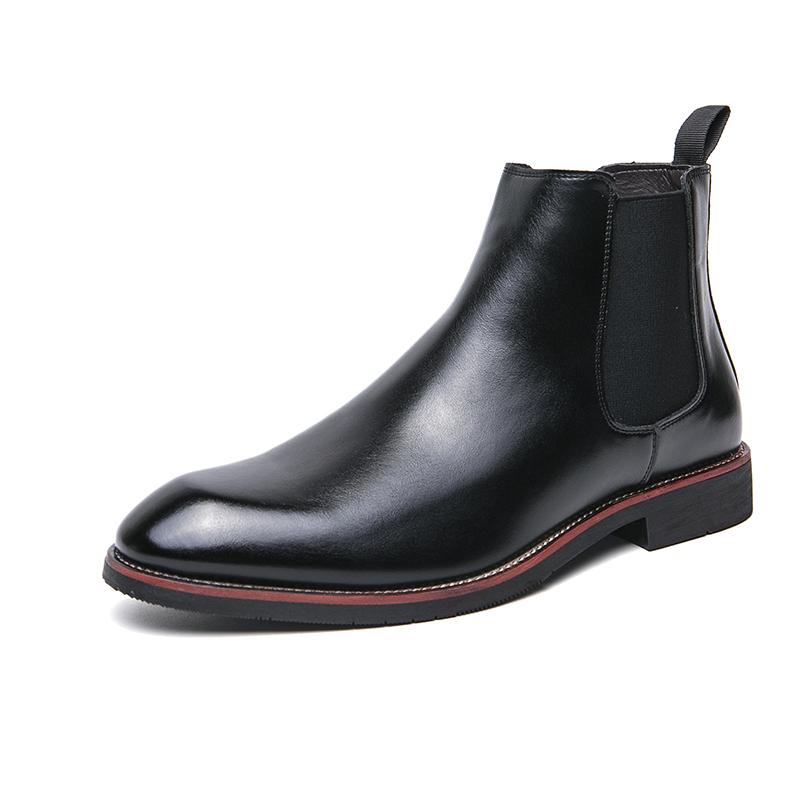 Fashion Men's Boots Genuine Leather Flat Bottom Brown Ankle Boots High Quality Chelsea Pointed Boots Women's Retro Casual Boots