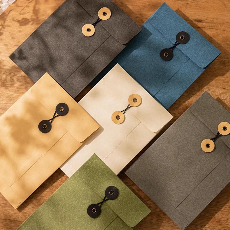 Durable Thickened Kraft Paper Envelopes String Tie Closure A4 A5 A6 Sizes Invoice Document Storage Pouch for Office Workers