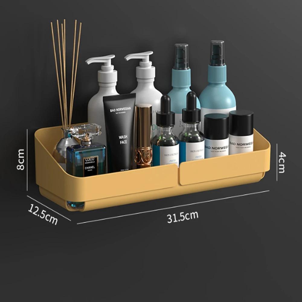 Bathroom  Kitchen Convenience Rack Shelf Makeup Storage Organizer Cosmetics Shampoo Rack Shower Shelf Wall Spice No Drilling