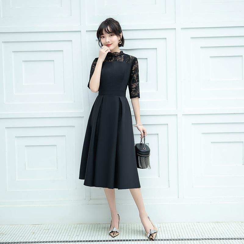 Temperament evening dress, new celebrity medium and long, thin, small people can usually wear dresses in spring