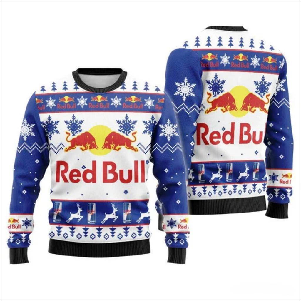 New Autumn Winter Red Bull Christmas Casual Fashion Pullover O-Neck Loose Comfortable Pullover