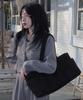 Macoi Big Square Suede Baguette Shoulder Dot Bag [Black]