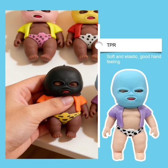Babies Stress Relief Toy with Face Guard Coat Underwear Soft Stretchy Anxiety Relieving Baby Squeeze Toy Hand Relaxation Stress Ball Fidget Toy