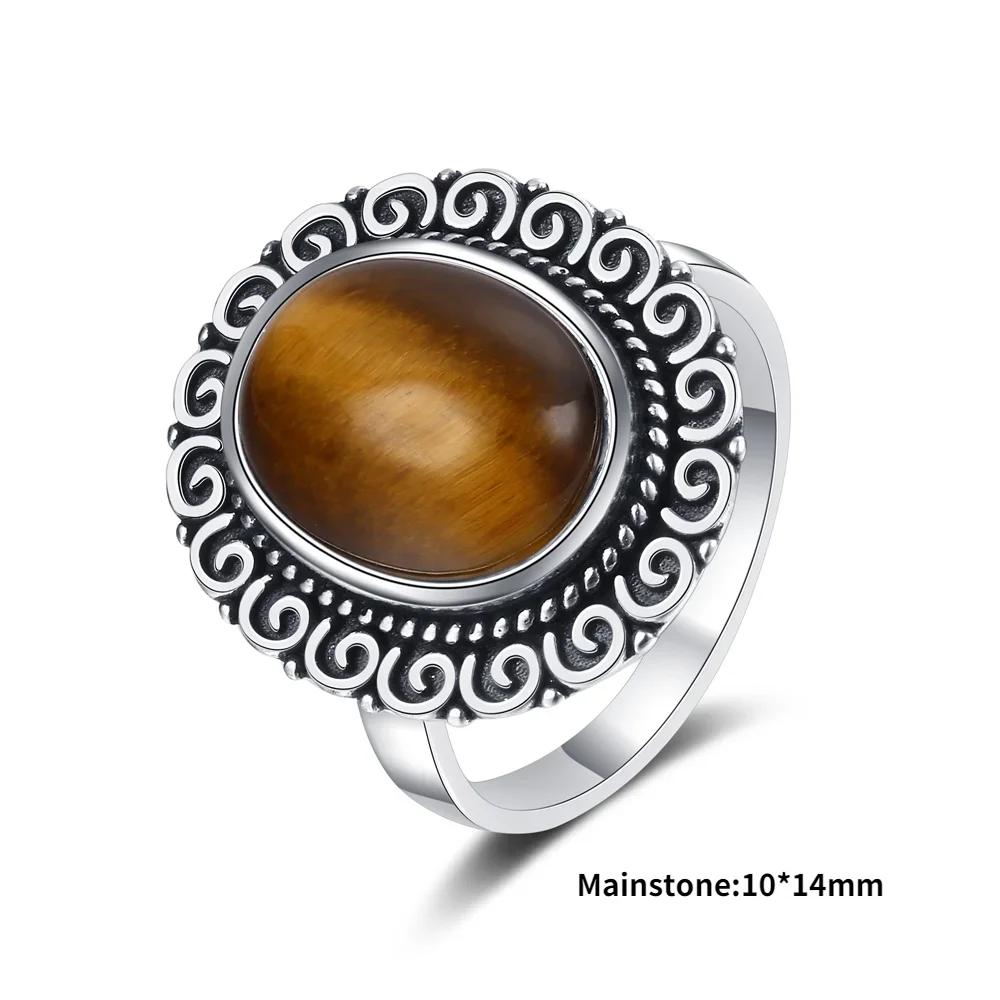 High Quality Natural Tiger Eye Rings S Silver  Ring for Women Gifts Vintage Fine Wedding Party Ring Wholesale