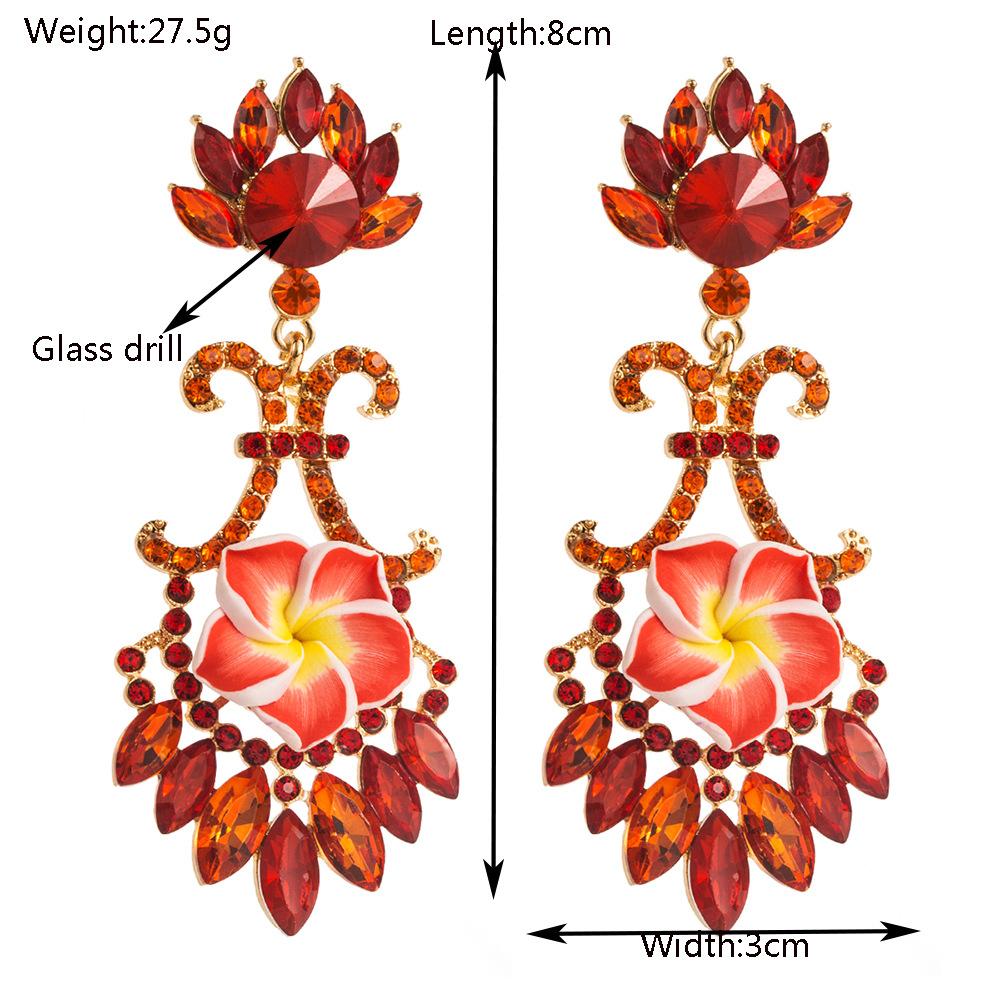 Alloy Studded Diamond Simulated Flower Earrings For Women Creative Fashionable High-quality Flower Earrings