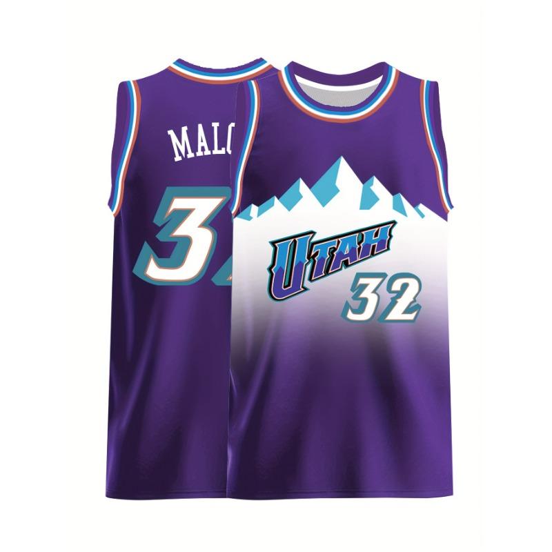 Lila mit Bergmotiv & Farbverlauf Atmungsaktives Sport-Basketballtrikot 3D-HD-Drucke Stilvolles Athletisches Fan-Trikot L gray