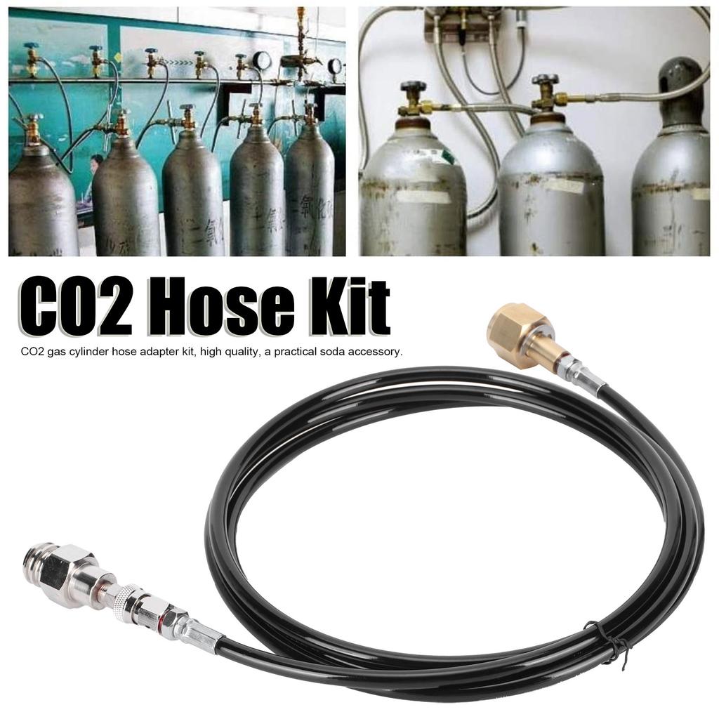 W21.8-14 Soda Hose Adapter Kit CO2 Cylinder Refilling Tube Accessories 100in Black