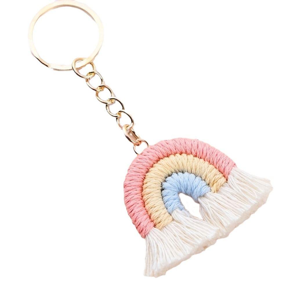Fashion Three Color Rainbow Key Chain Pretty Knitted Rainbow Keychain  Gifts