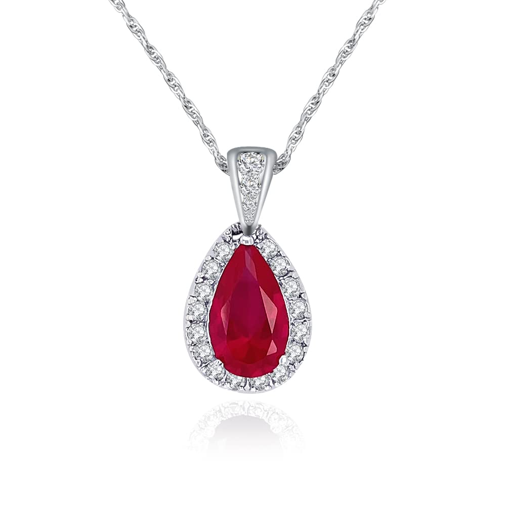 Lavina Pair Drop Pendant Necklace Halo Cubic Zirconia Vintage Style Wedding Bridal Prom BP81888RC