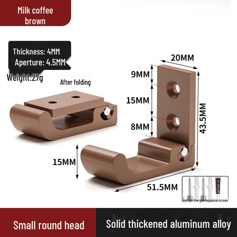 Black Aluminum Alloy Folding Wall-Mounted Coat Hook - Punch-Free, Solid Single Hook
