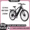 DUOTTS C29 Max, Bicicleta Elétrica, motor de 250W, bateria de 48V18Ah, máx. 25 km/h, Modo Assistido alcance máx. 120 km, Pneu de Estrada 29*2.10 Polegadas, Freios a Disco Hidráulicos