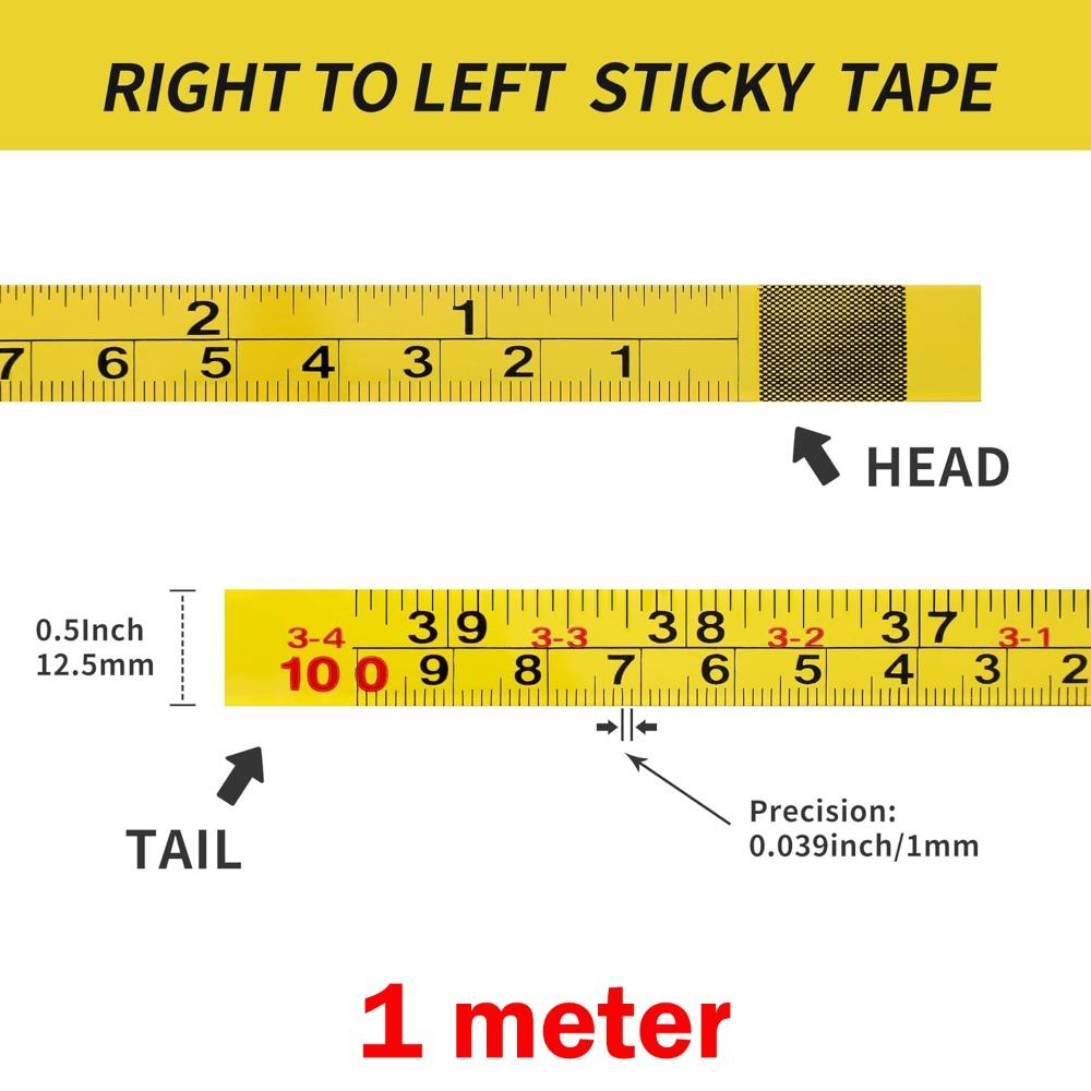 Durable Self-Adhesive Measuring Tape Imperial and Metric Scales Steel Metal Tape Measure Left-Right Reading Ruler Drafting