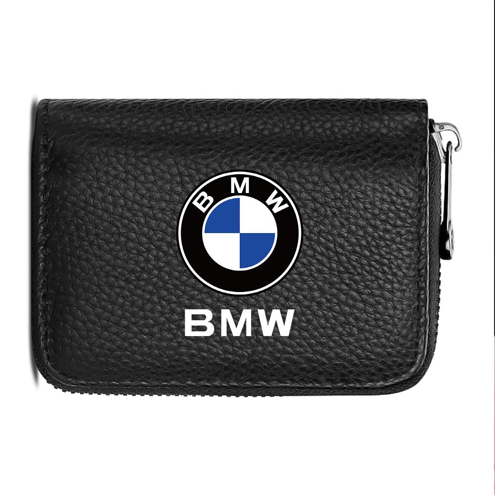 BAAZ2 Car Sticker For BMW For BMW PU Leather Men Women Card Holder Small Zipper Wallet Solid Coin Purse Accordion Design rfid ID Busin