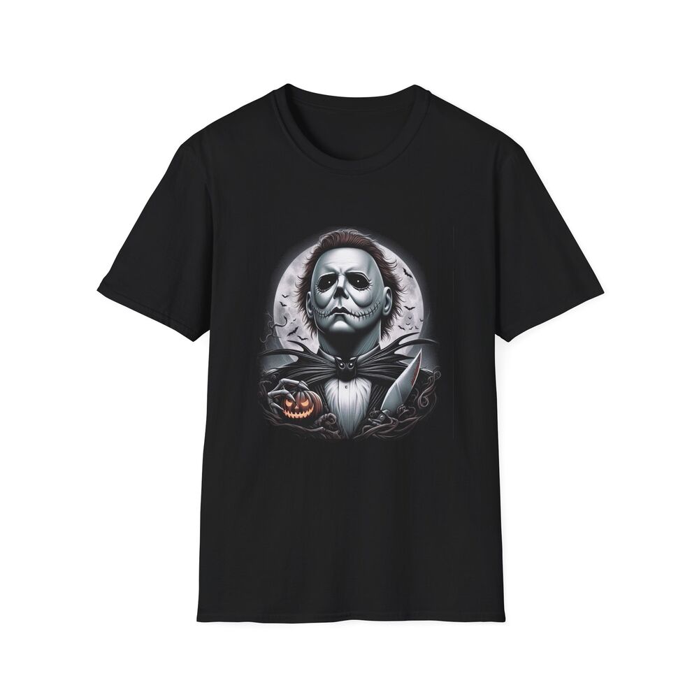 Michael Myers Meets Jack Skellington T-Shirt – Eerie Mashup Graphic Tee
