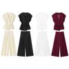 Women's Summer 2025 Retro Cardigan Top & Wide-Leg Pants Set
