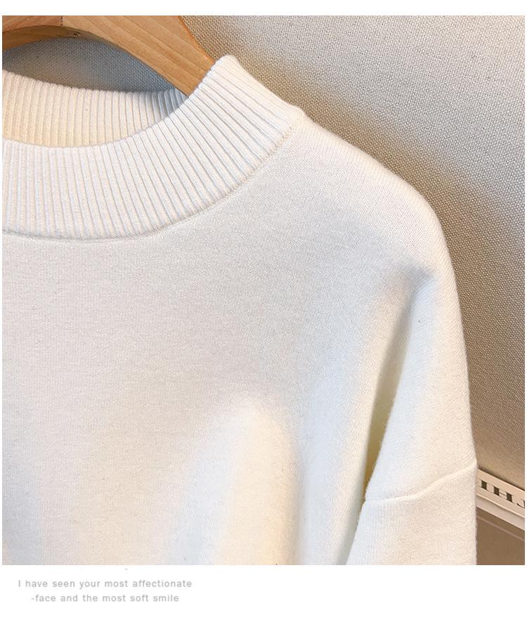 Plus Size Women's Pullover Sweater, Bust 150/160, Loose, Round Neck, Plus Velvet, Knit, 200/300 Jin