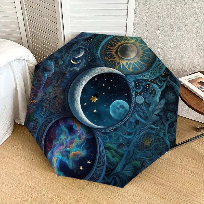 1pc Celestial Yin-Yang Harmony Umbrella with Plastic Handle,Suitable for All Seasons Home Travel Outdoor UmbrellaDD869