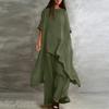 Conjunto Informal de Dos Piezas para Mujer: Top de Manga Corta de Moda de Corte Holgado + Pantalones de Pierna Ancha de Cintura Alta